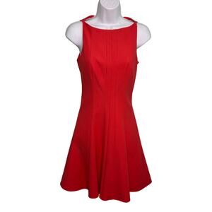 Elizabeth & James Sleeveless Hollis Fit Flare Mini Dress Boatneck Poppy Red 2